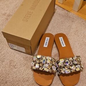 Steve Madden Women's Embellished Tan Slides